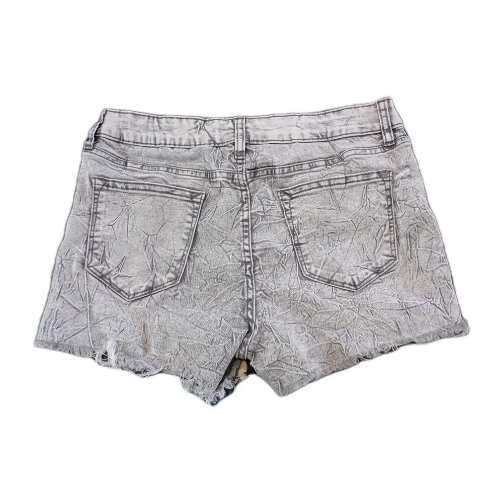 VIGOSS Womens Denim Shorts Acid Wash Distressed Marley Short Mid Rise Sz W28